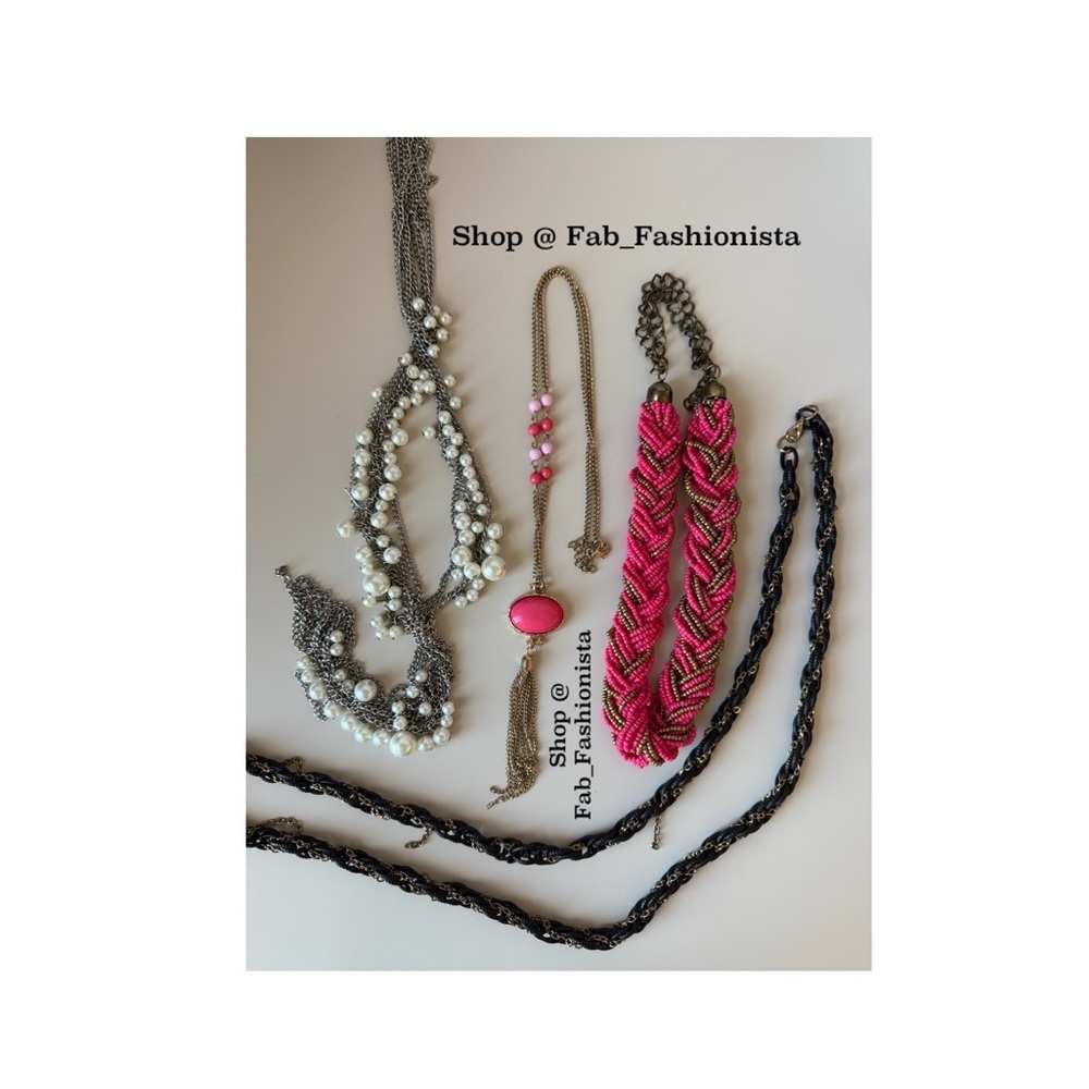 Elegant Pink and Silver Necklace Set